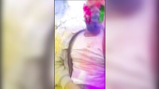 Holi bhabhi ke saath jungle mein lathmar holi #happyholi - 10 image