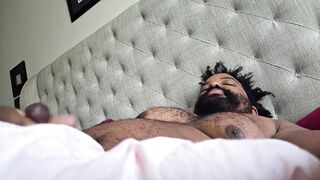 Thick Bearded Bull Strokes His Morning Wood