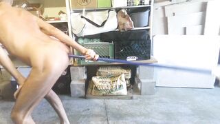 Broom Handle Huge Chains and Traffic Cones Rammed up My Hole in Garage