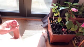 Going from soft to hard sitting in the sun - Loud toe curling orgasm and messy cumshot - 5 image