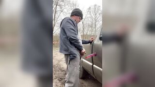 Piss on dildo then suck dildo