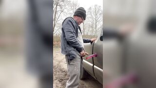 Piss on dildo then suck dildo