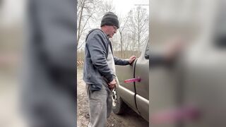 Piss on dildo then suck dildo