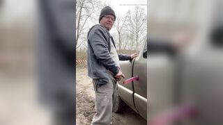 Piss on dildo then suck dildo