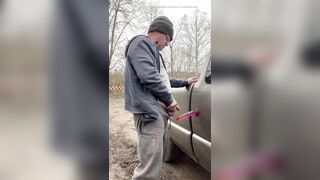 Piss on dildo then suck dildo