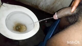 A dirty boy masturbating in memory of his wife inside the bathroom