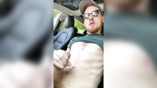 ginger lad shoots a load in his car - 5 image