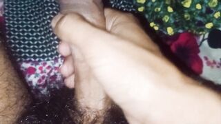 Masterbation of boy by hand doing alone in the room.