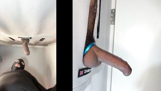 Gloryhole Action with Big Latino Cock Cumming