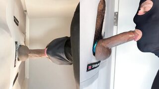 Gloryhole Action with Big Latino Cock Cumming