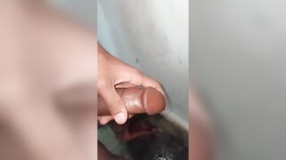 "A college boy is recording a video while giving a handjob."