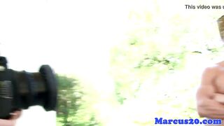 Watch this muscular model jerk off in front of the photographer - 4 image