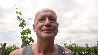 Naughty senior dude gets his ass pounded by three horny boys