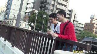 Watch this Asian twink get drenched in cum