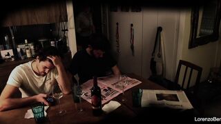 Exhibitionist gay couple in front of real grandpa (old young)