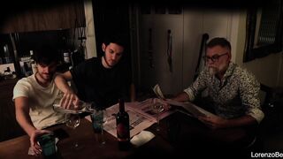 Exhibitionist gay couple in front of real grandpa (old young)