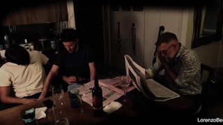 Exhibitionist gay couple in front of real grandpa (old young)