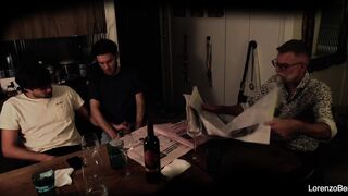 Exhibitionist gay couple in front of real grandpa (old young)