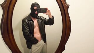 PhantomGentX Leatherjacket Mirror Cum! Hot Master Strokes & Explodes Huge Load On White Shirt