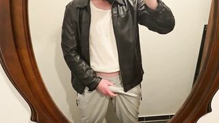 Home Unpack in Black Leather Jacket from PhantomGentX! Dominant Master Flexes Muscles & Cums Big Cock