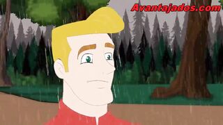 Gay blowjob with a black cock in the park.