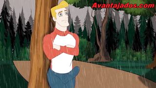 Gay blowjob with a black cock in the park.