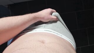 PhantomGentX Grey Calvin Klein Jerk Off! Master Cums Big on Table After Getting Ready for the Day
