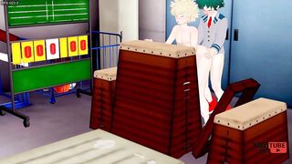 Boku No Hero Yaoi - Deku Fucks Bakugou in Gym Warehouse - Japanese Manga Anime gay porn