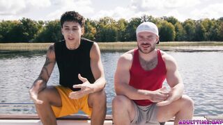 Angel Elias and Marcus McNeil masturbating and fucking each other on a boat. Out in the open ocean there is no one who can see what how these naughty guys have sex!