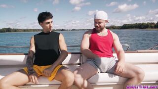 Angel Elias and Marcus McNeil masturbating and fucking each other on a boat. Out in the open ocean there is no one who can see what how these naughty guys have sex!