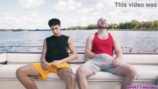 Angel Elias and Marcus McNeil masturbating and fucking each other on a boat. Out in the open ocean there is no one who can see what how these naughty guys have sex!