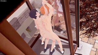 Haikyuu Yaoi - Kageyama fucks Hinata while Shigawara jerks off watching them - Japanese manga anime gay porn