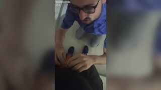 Twink Deepthroats Guy in Apartment Stairwell Fuck