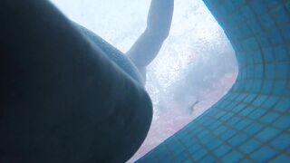 Amateur pale skin redhead guy with hot smooth bum caught soft playing underwater in a public jacuzzi with a twink and then exposing his hairless ass alone - FREE VERSION