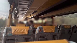 Blowjob from a stranger on the bus and a huge cumshot in a hotel