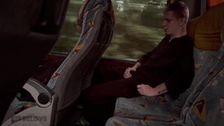 Blowjob from a stranger on the bus and a huge cumshot in a hotel