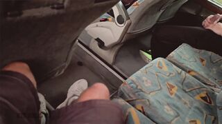 Blowjob from a stranger on the bus and a huge cumshot in a hotel