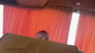 Blowjob from a stranger on the bus and a huge cumshot in a hotel