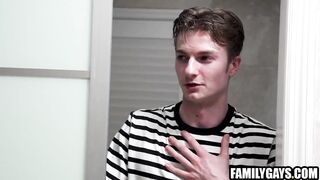 Stepdad and stepson shower together