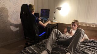 No29 Part 1: A guy fucks his cute stepbrother, gives a deep throat blowjob, and fucks the twink's tight ass. - 2 image