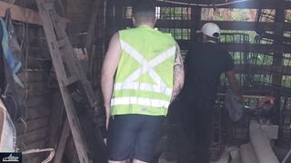 THE BOSS AND THE EMPLOYEE The employee finishes his task and his boss gets very aroused seeing him all sweaty.