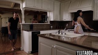 Big tits MILF and bisexual husband have three way with teen twink