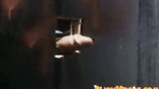 Retro glory hole cock sucking activities with muscular gays