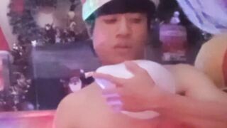 Jon Arteen blows, plays, cuddles, smells, pops tight balloons until bursting jerking off to cumming for Christmas