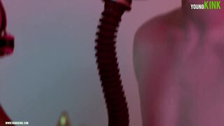 XMAS BDSM With sub twink and fetishist gas mask and spanking - 4 image