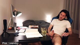 Piss and cum in drinking glass - gay urination