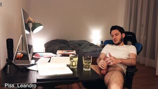 Piss and cum in drinking glass - gay urination