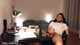 Piss and cum in drinking glass - gay urination