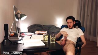 Piss and cum in drinking glass - gay urination