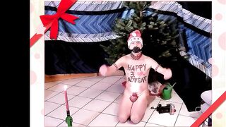 naked pathetic white slave for 3. advent 3 candles in my uncut dick, brush in gay ass under the CHRISTMAS tree, CMNM